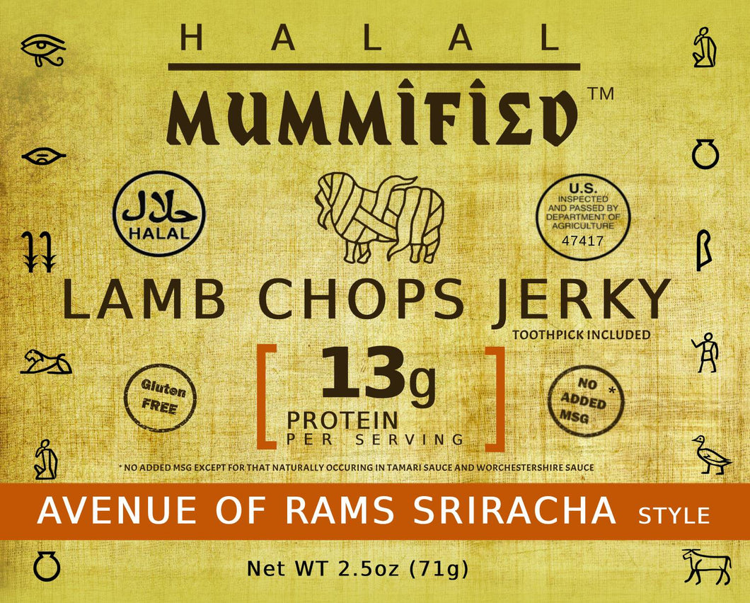 Lamb Chops Jerky - Avenue of Rams Honey Sriracha 2.5 oz